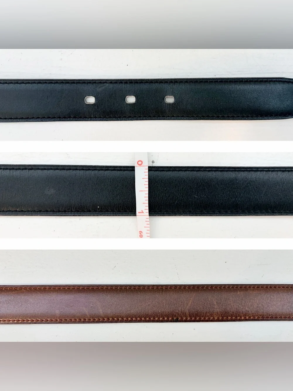 Auth HERMES Quentin Reversible Black/Brown Skinny Leather Belt 1” Width, Size 70